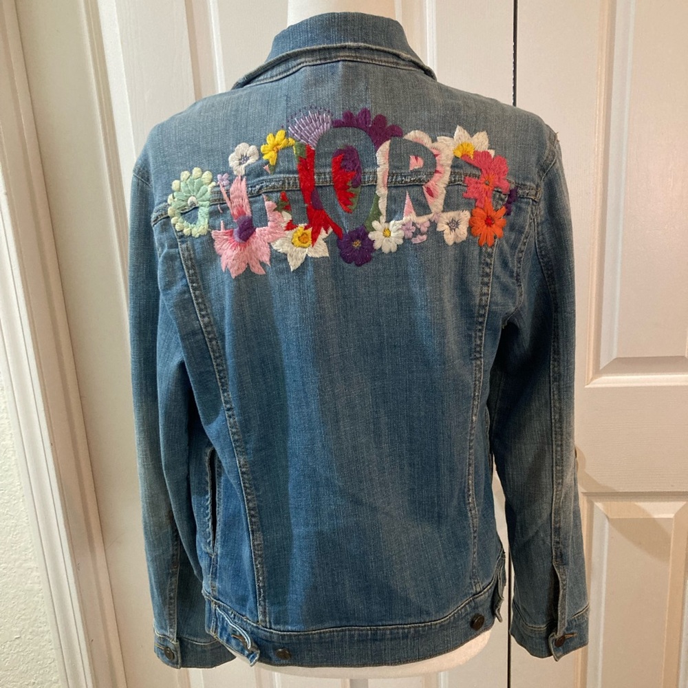 Anthropology AMORE Jean embroidered jacket